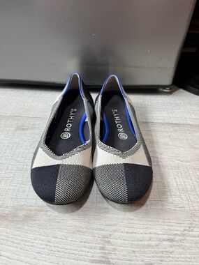 Rothy's Black and White Geometric Knit Flats